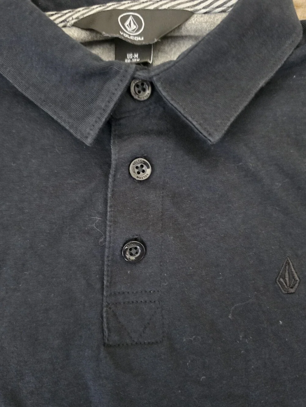 Volcom Boys Navy Polo Shirt Medium 10/12 Skate School Uniform Cotton Blend
